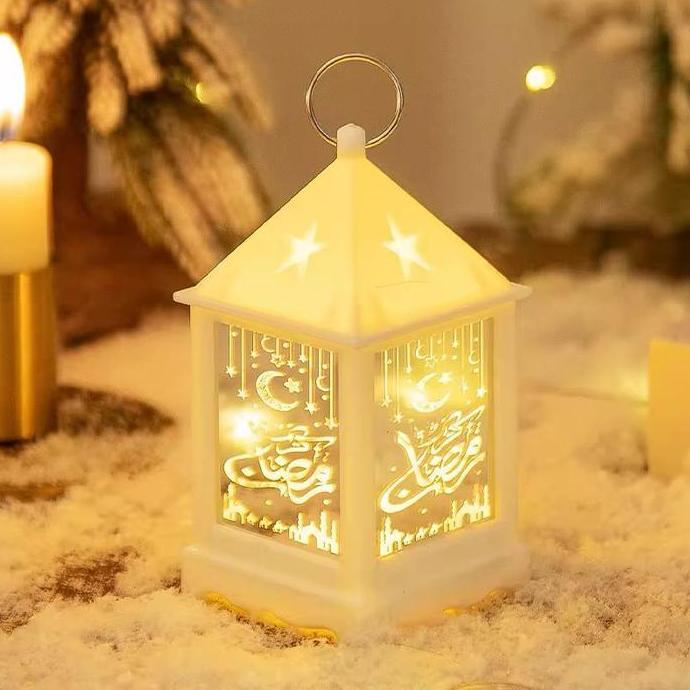 PYLANTUS Lampu LED Lentera Akrilik Lentera Piramid Muslim EID Mubarak Dekorasi Ramadan