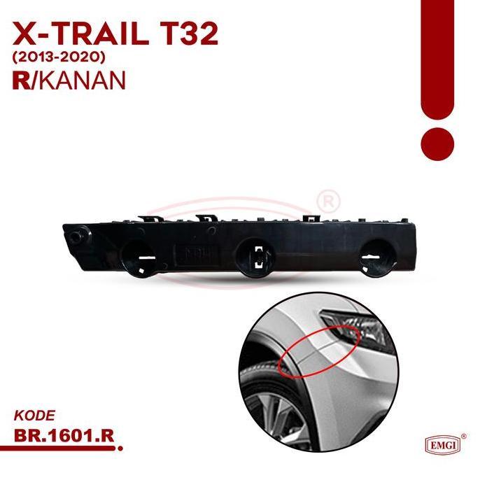 EMGI - BRACKET BUMPER DEPAN XTRAIL T32 2013 2014 2015 2016 2017 2018 2019 2020 HITAM - BR.1601.R/L F