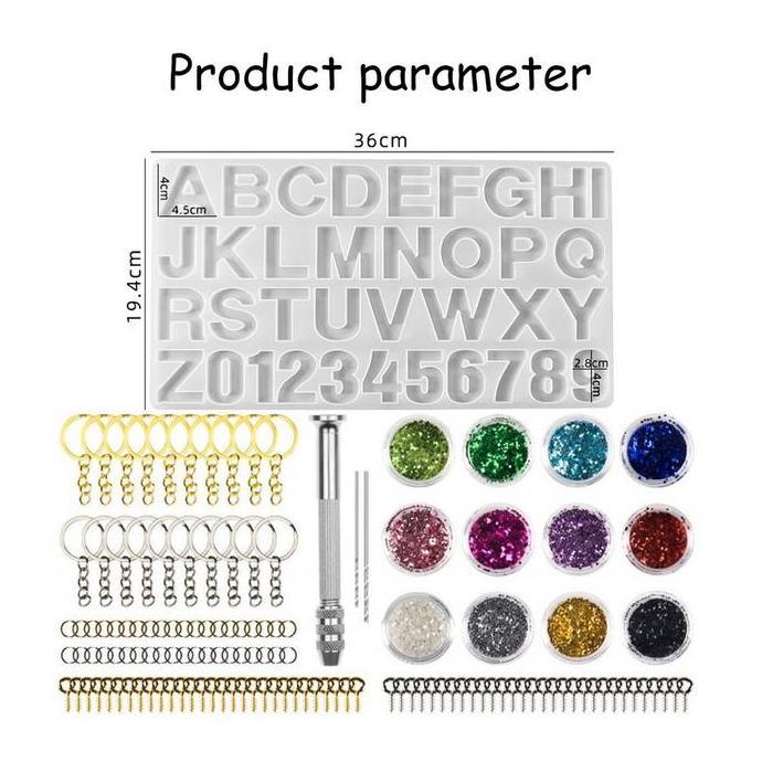 SERICUSS Cetakan Resin Alfabet Mold Resin Gantungan DIY Mold Huruf Silikon Huruf Anting Cetakan Resi