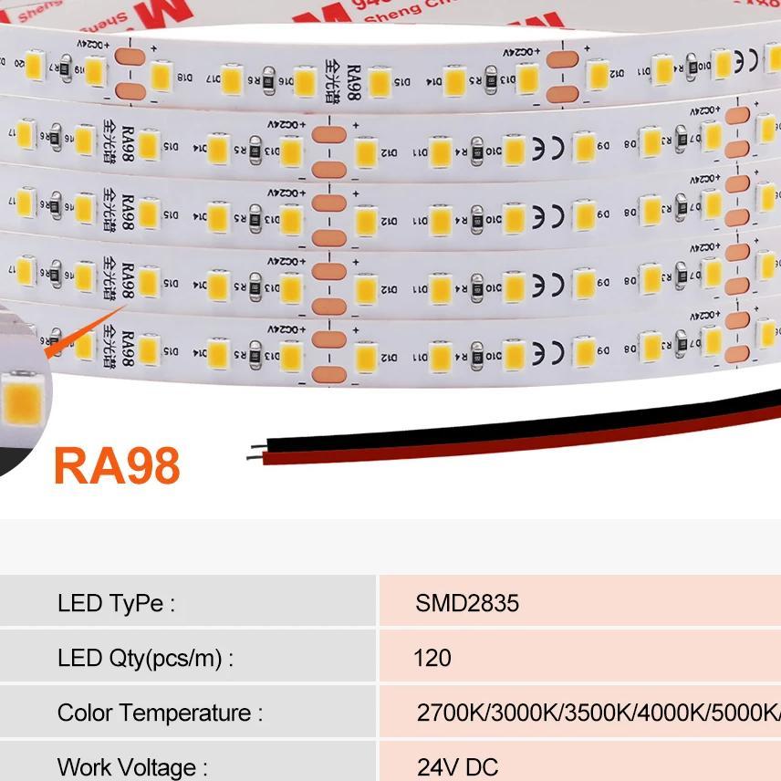Ra98 Led Strip Ip20 120Leds/M Smd 2835 2700K 3000K 3500K 4000K 5000K 6000K Home Decor Flexible Ribbo