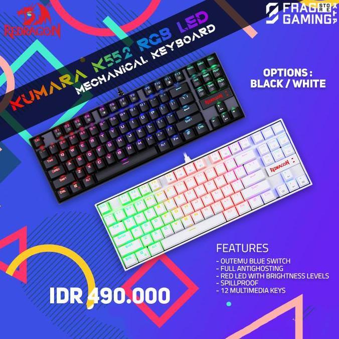 Giocare- Redragon / Red Dragon / Reddragon Mechanical Kumara - K552 Rgb Led