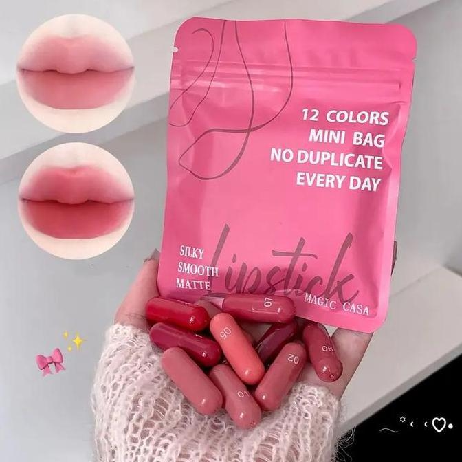 Labbro- 12 Rna Mini Lipstik Set, Lipstik Dengan Tekstur Velvety Matte, Lipstik Padat, Kosmetik Bibir