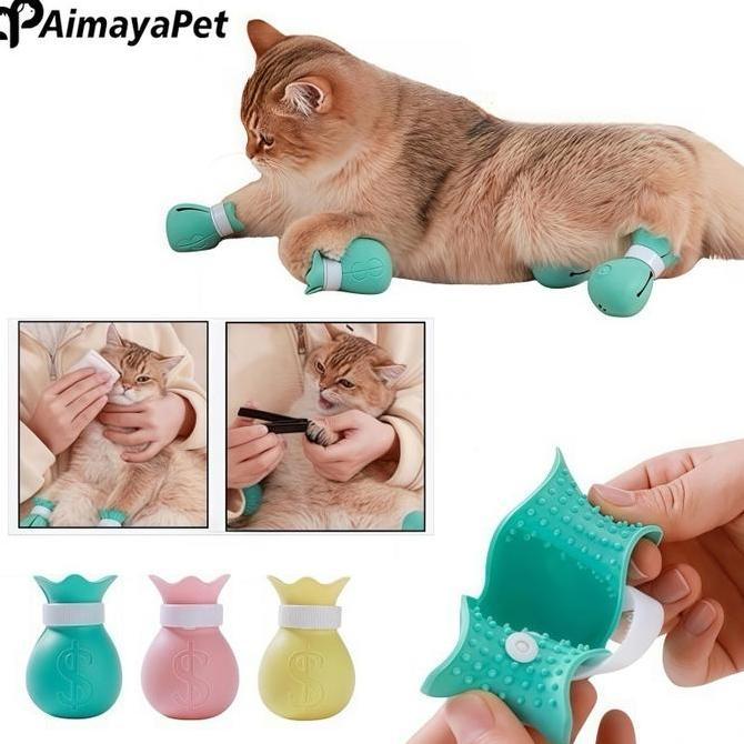 AimayaPet 4 Pcs Penutup Kaki Kucing / Penutup Kaki Hewan Peliharaan / Sepatu Hewan Peliharaan / Sepa