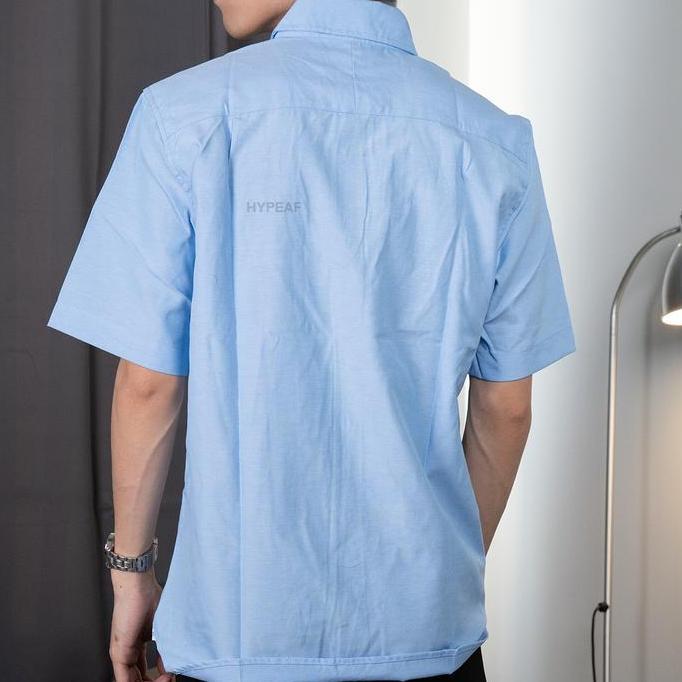 FRED PERRY Lht Blue Short Sleeve Oxford Shirt Kemeja Lengan Pendek Orinal