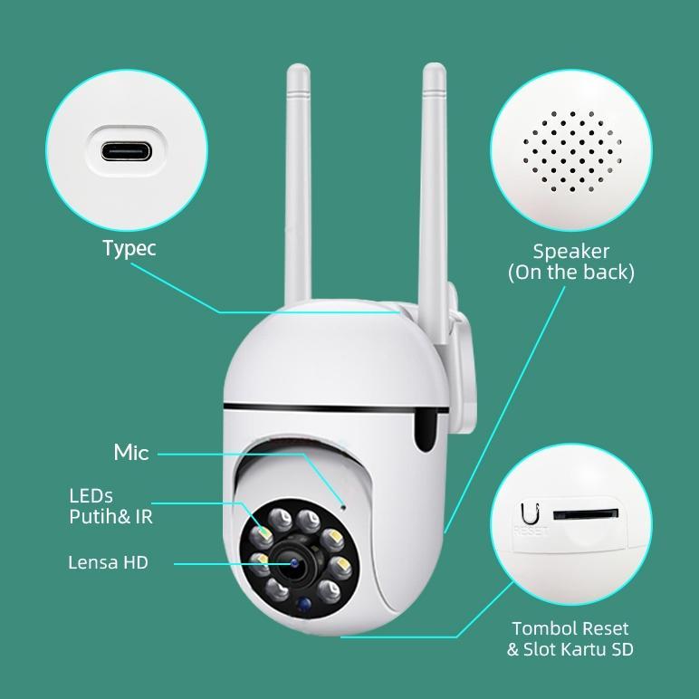 ARDITOGALLERY CCTV WIFI LUAR RUMAH 1080P NIGHT VISION AUTO TRACKING AUDIO 2 ARAH TAHAN CUACA MUDAH D