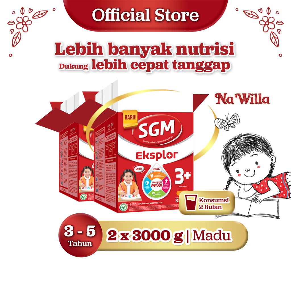 SGM Eksplor 3+ dengan IronC Susu Pertumbuhan Rasa Madu 3000GR x 2