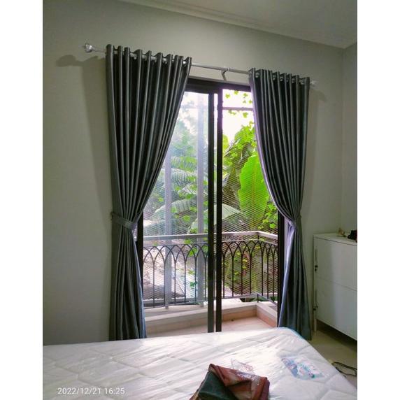 Gorden Jendela Aesthetic - Gorden Blackout Polos Smokring Pintu Jendela