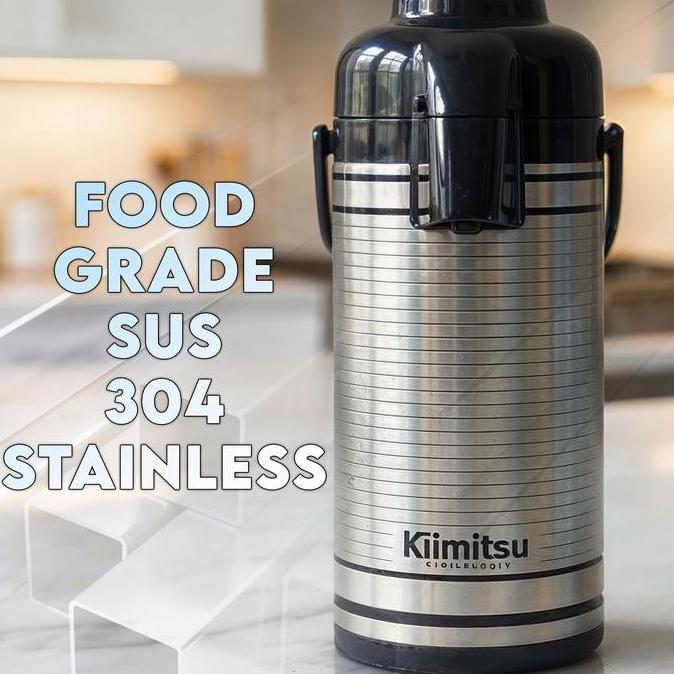 Kimitsu Termos Stainless Jumbo 3L Tahan Panas 24 Jam Kapasitas Besar Awet & Premium Tabung Kaca 2 La