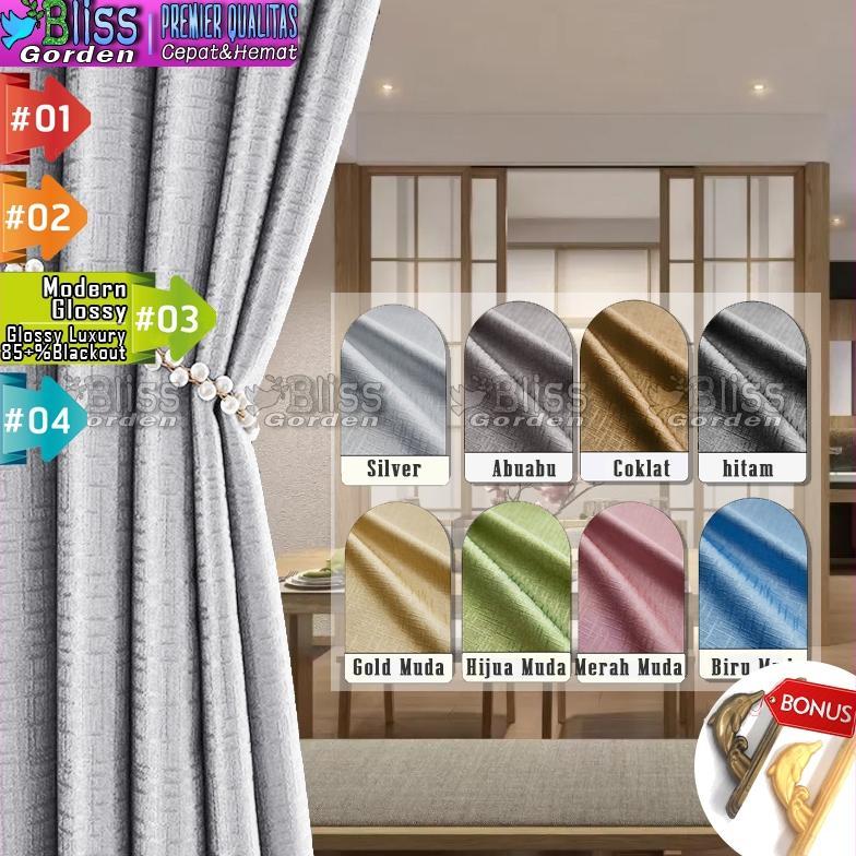 Gorden Jendela - #3 Gorden Blackout Polos Glossy Series Motif  Jendela Pintu Minimalis Little Star A