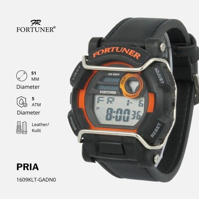 Sale Fortuner Jam Tangan Pria Digital Sport Kaca Plastik Water Resist Kulit Stainless Steel Back Ole