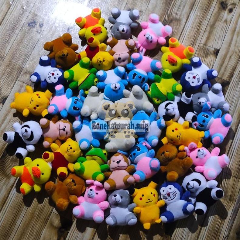 CUCI GUDANG Boneka Mini labubu buket kado Karakter lengkap, Boba, Panda, keropi, stitch, dog, monyet