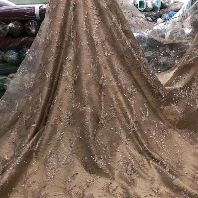 Kain Tile Mutiara Motif Akar Rambat II - Kain Tille Tulle Tile Mutiara Premium, Bahan Brokat Brukat,