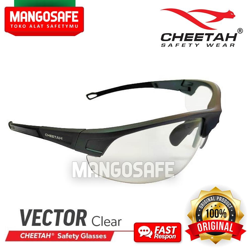 CHEETAH VECTOR CLEAR / Kacamata Trendy Keren VIRAL Putih Bening Pelindung Motor Biker Ojol / Safety 
