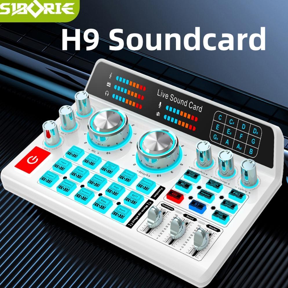 Siborie Live soundcard H9 Original 48V Audio USB External Sound Card Mixer Bluetooth for live Stream