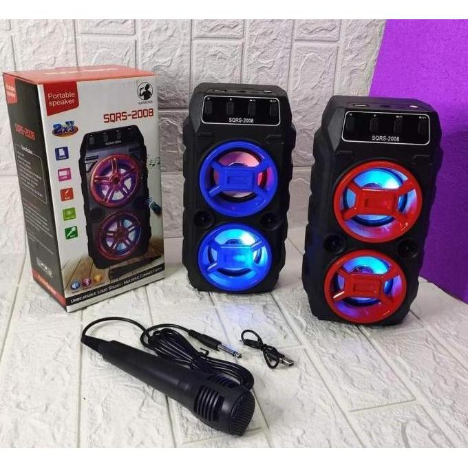 Hnshop sepaker bluetooth free mic karoke sqrs-2008