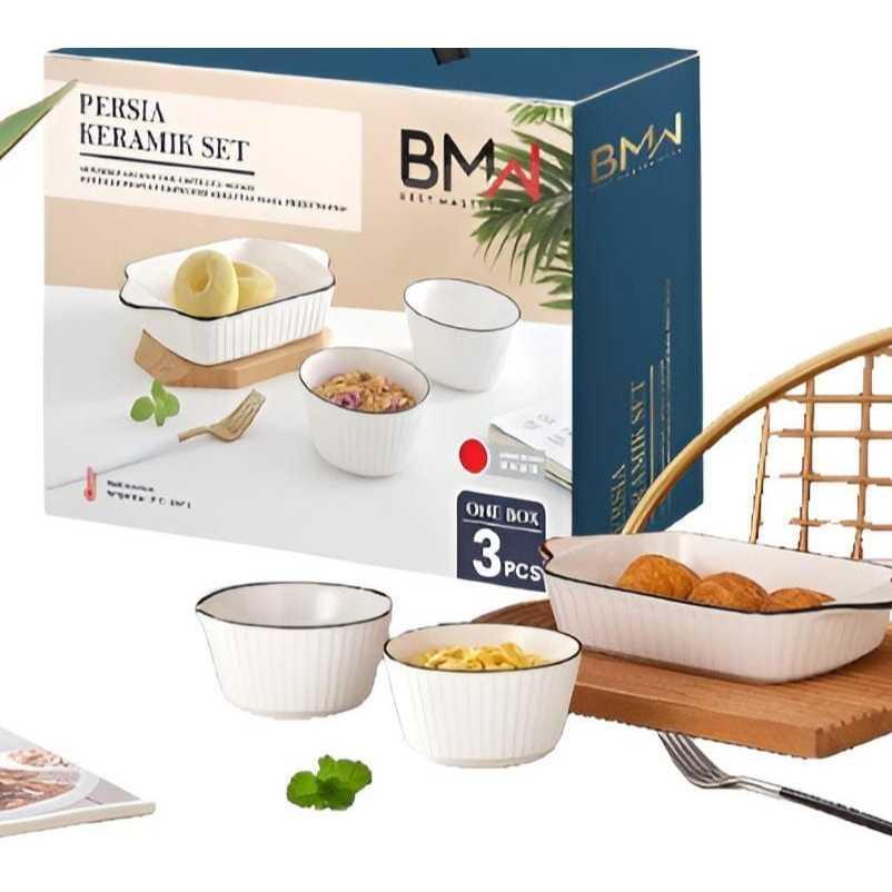 Set Mangkok Piring / Mangkok Piring Keramik / Set 3Pcs Dan 5Pcs