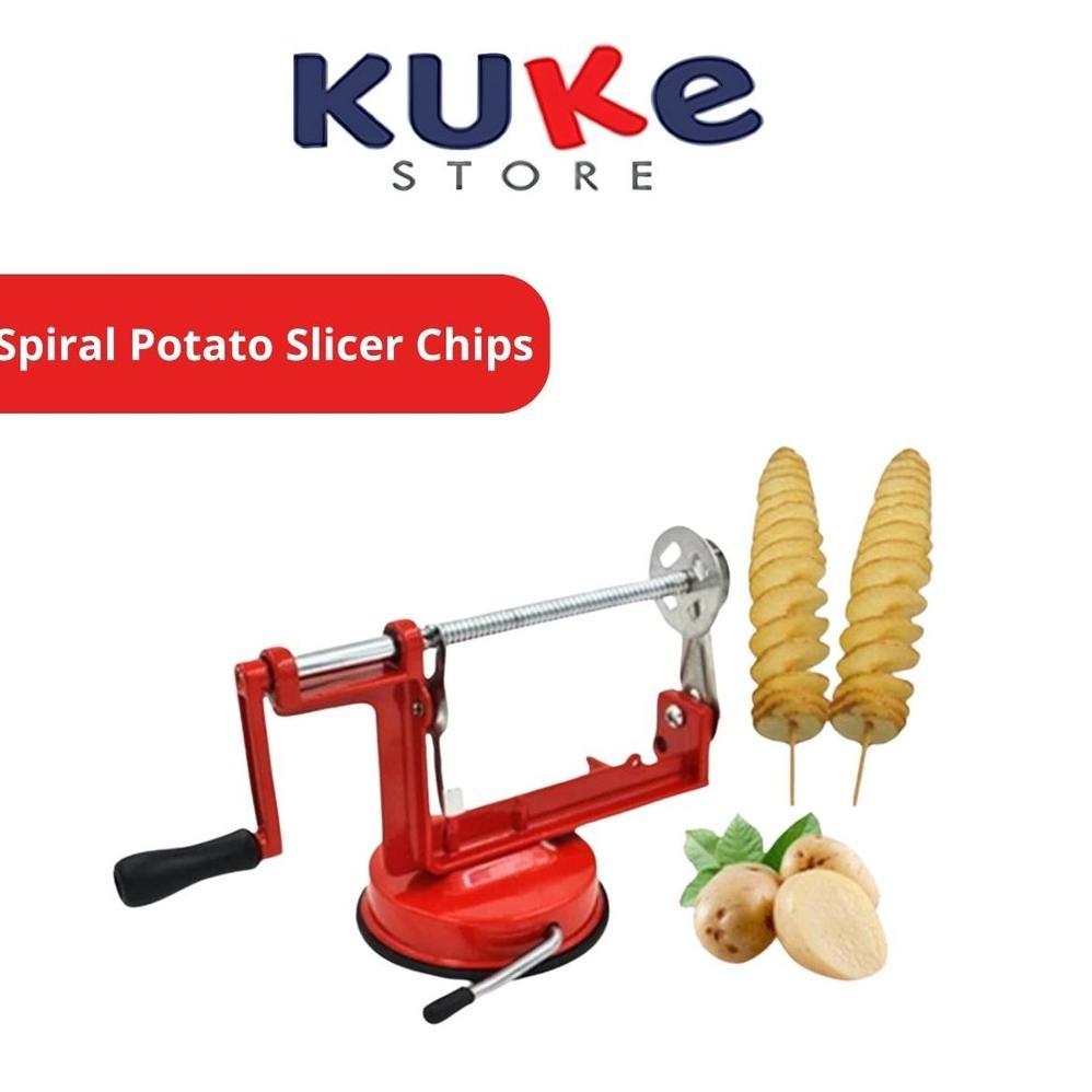 Spiral Potato Slicer Chips Pengiris Pemotong Serutan Parutan Putar Ulir Keripik Kentang Ubi Singkong