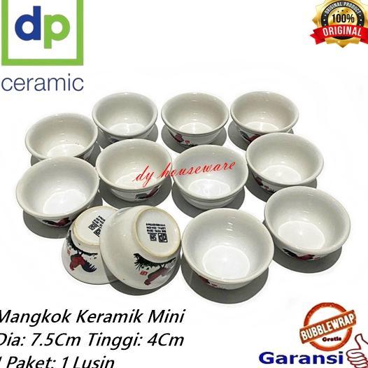 Mangkok Keramik Kecil 100Ml Mangkuk Cuko Keramik Mini Motif Ayam Jago Mangkok Jadul Sni ( Harga 1 Lu