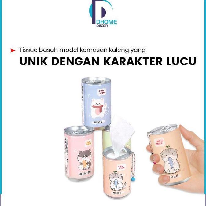 HILYAWN [COD] DH C792 Tissue Basah Kaleng Mini Korea Karakter Isi 30 Lembar Sekali Pakai Portable Pr