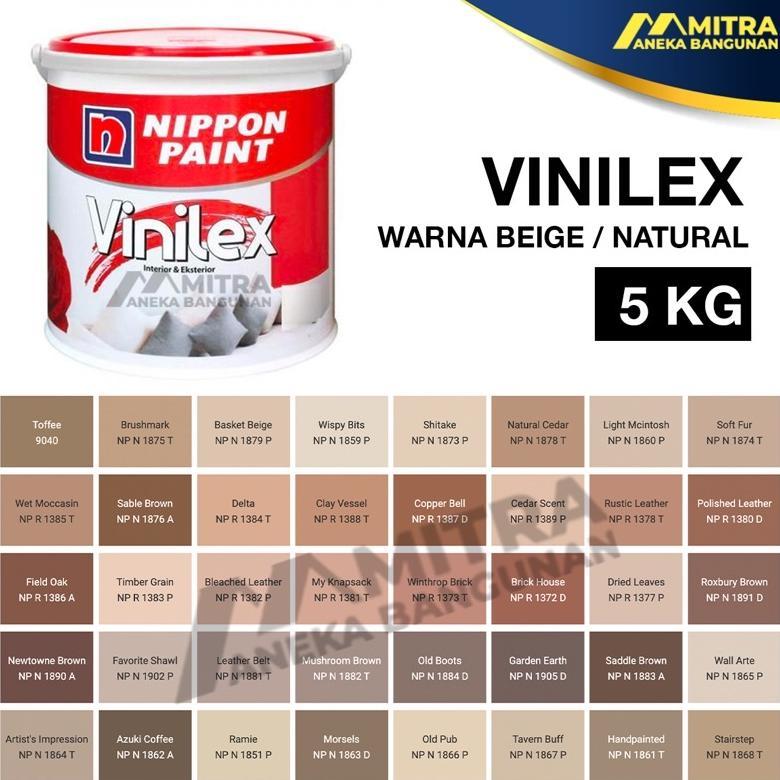 Nippon Paint Vinilex 5 Kg Cat Tembok / Eksterior Interior / Warna Custom Tinting Natural Creme Beige