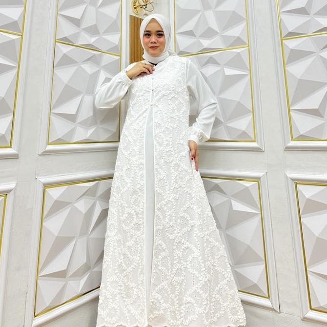 GAMIS PUTIH TULANG MODEL BUKAAN TERBARU BROKEN WHITE CANTIK ELEGAN BUSANA MUSLIM LEBARAN Polos Putih