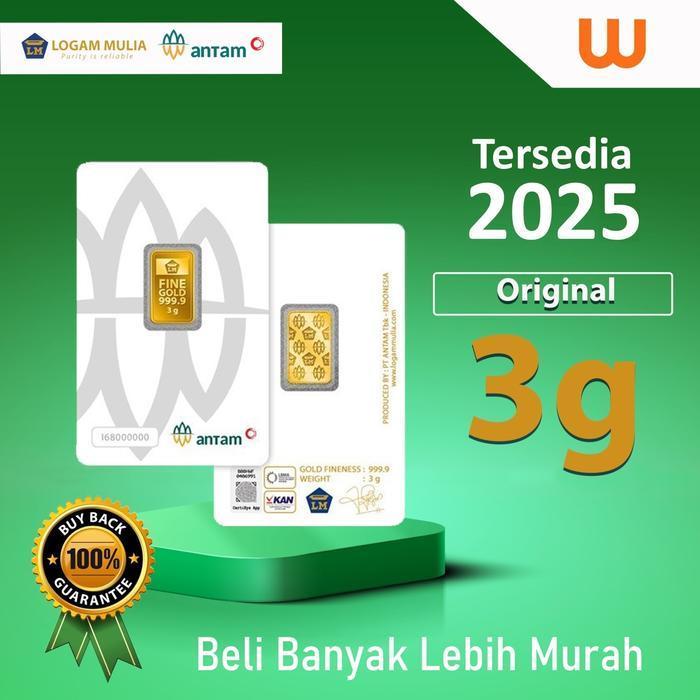 3 Gr (Gram) Goldbar/Logam Mulia/Lm/Emas Batangan Antam Bersertifikat Lbma Original Dan Terpercaya
