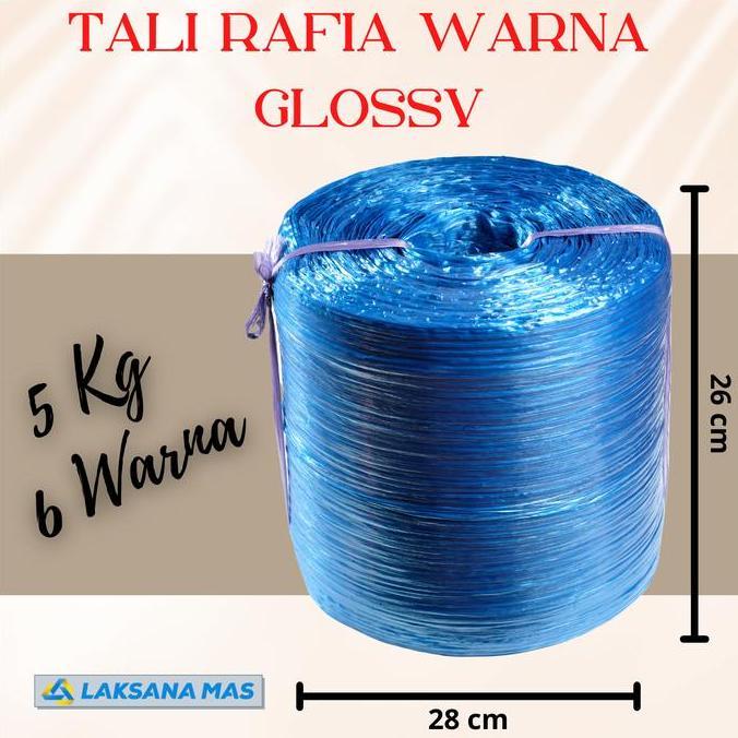 Tali Rafia Plastik Laksanamas Super Warna Glossy Merah/Biru/Kuning/Hijau/Ungu/Oren