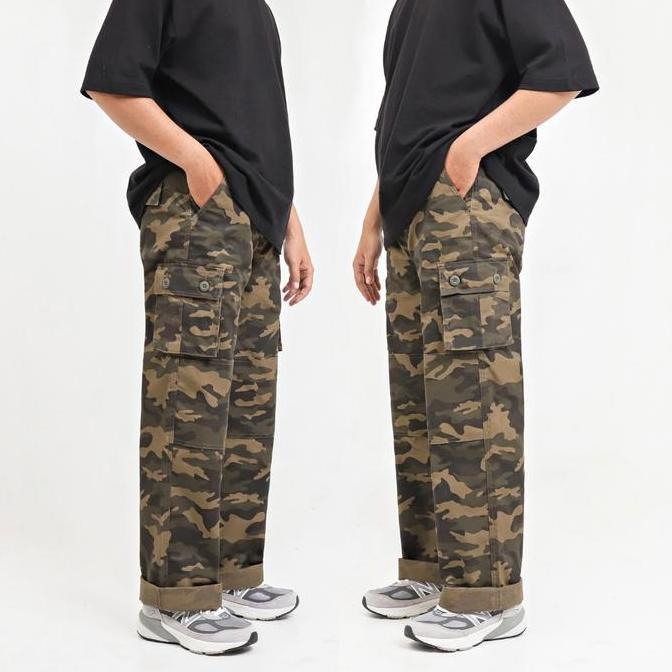 Calca- Celana Timebomb Regular Cut |Cargo Pants Wide Leg | Cargo Pants Loose Fit Loreng | Barinas
