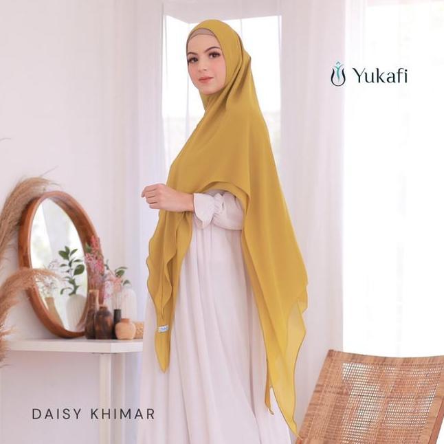 Yukafi Daisy Khimar Hijab Istan Syari Jilbab Pesta Pengajian Haji Umroh Ceruty 2 Layer Jumbo