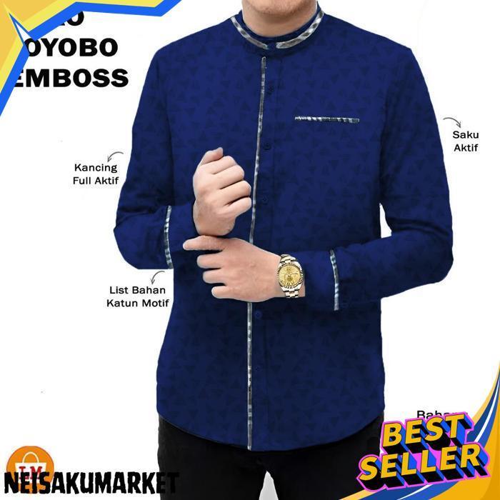 Baju Koko Pria Muslim Toyobo Micro Katun Lengan Panjang Ukuran M L Xl Xxl Xxxl / 22845 Bahan Lembut 
