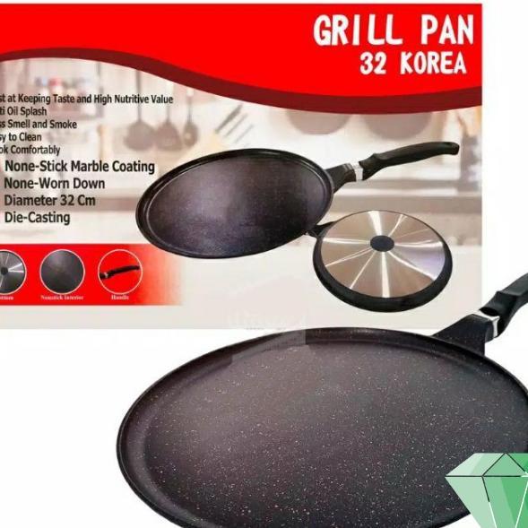 Happy Call Marble Pizza Round Grill Pan Korea 32 30 Cm - Pemanggang Teflon Keramik Marbel Jumbo