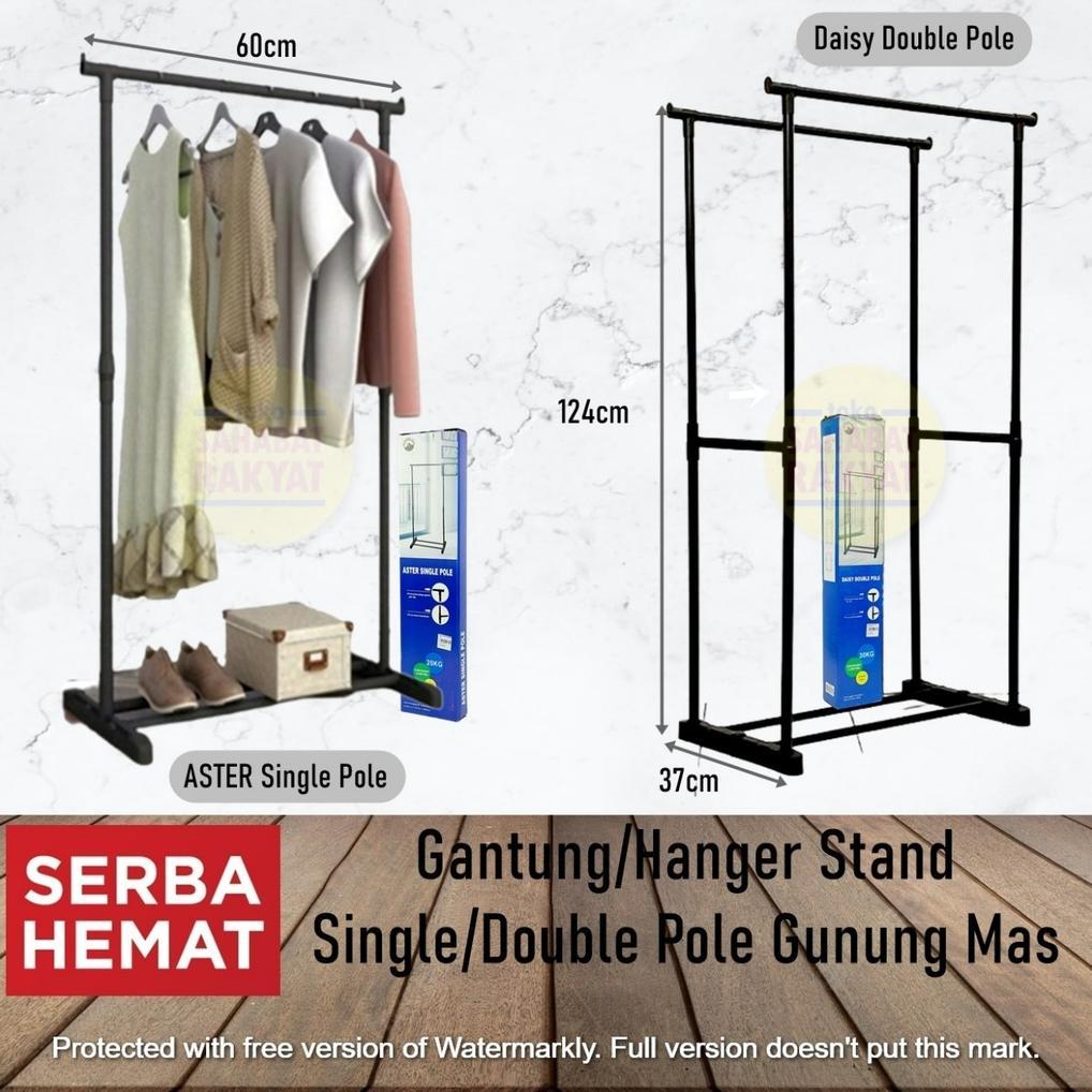 Gantungan Baju/Hanger Stand Single & Double Pole Gunung Mas