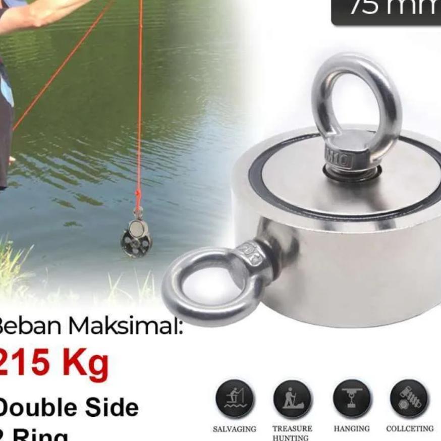 Promo Hysamta 215 Kg Magnet Neodymium 75Mm Double Round Magnet Fishing Super Kuat