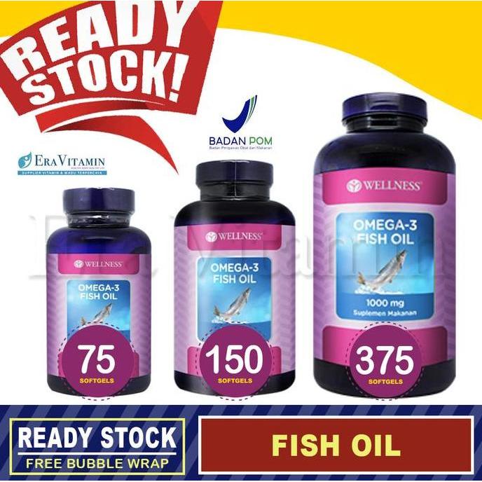 Wellness Omega 3 Fish Oil 1000Mg 375 Softgell Terbaru !!!