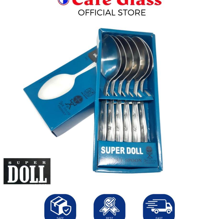Sendok Makan Tebal Stainless - Sendok Makan Set 6 Pcs Hotel Restoran - Alat Makan Doll (403)