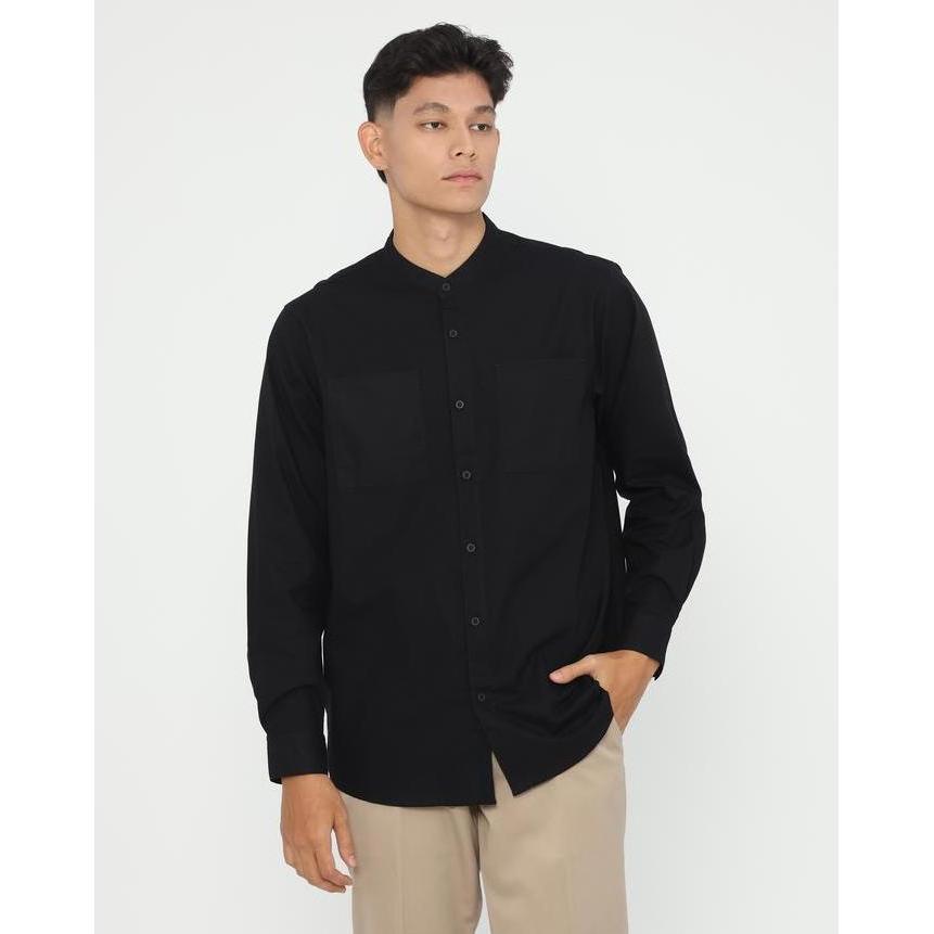 Salekom.Gh - Erigo Koko Shanghai Premium Long Sleeve Anwar Black - Baju Koko Lengan Panjang Premium 