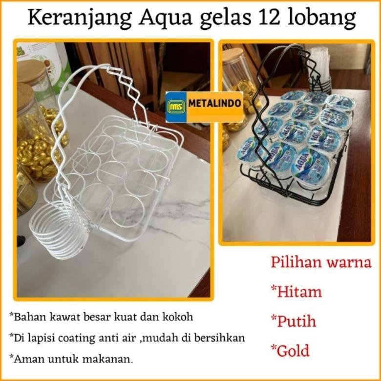 Keranjang Aqua gelas mbs rak air mineral besi tempat aqua gelas 12 lobang anti karat