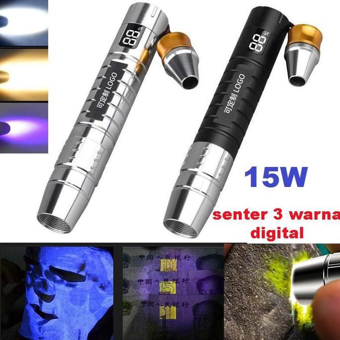 Flashlight TURBO / SENTER TURBO BERGARANSI nitecore gem8 UV / senter 3 warna putih kuning ungu / sen