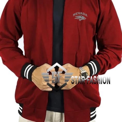 Promo... Jaket Baseball Varsity Nevada Text Silver Premium Quality Pria & Wanita