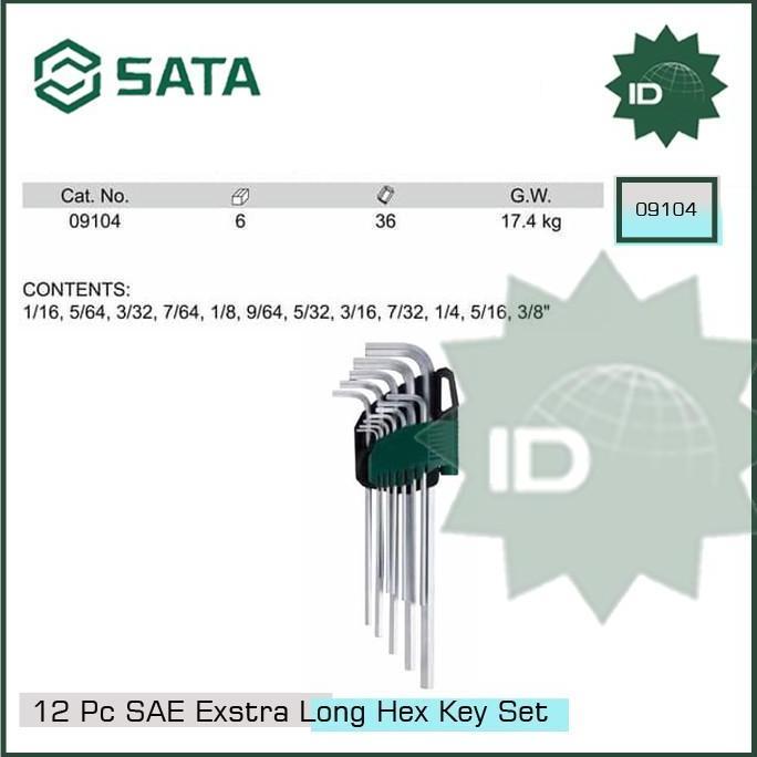 Kunci L Set 12 pcs Extra Long Point 09104 (SAE) SATA TOOLS
