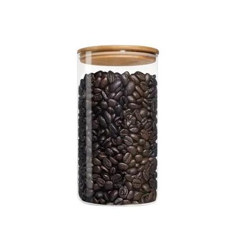 Toples Kopi Kaca Kedap Udara Tutup Kayu Polos