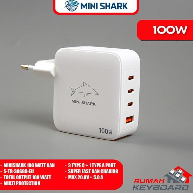 Charger - MINISHARK - 100W Gan - GAN PD 3.0 4 Port Fast Charger