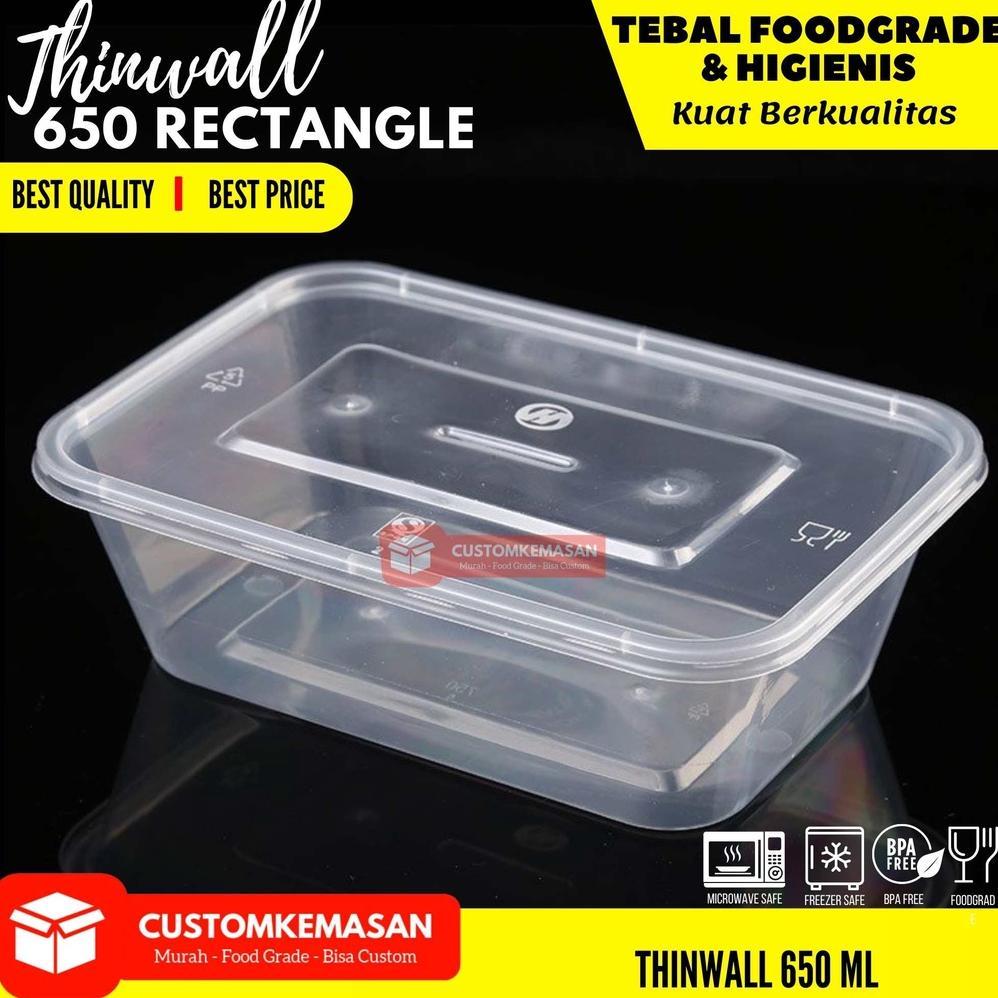 Terlaris Thinwall 650 Ml / Kotak Makan Plastik / Lunch Box Plastik / Wadah Plastik / Kemasan Makanan