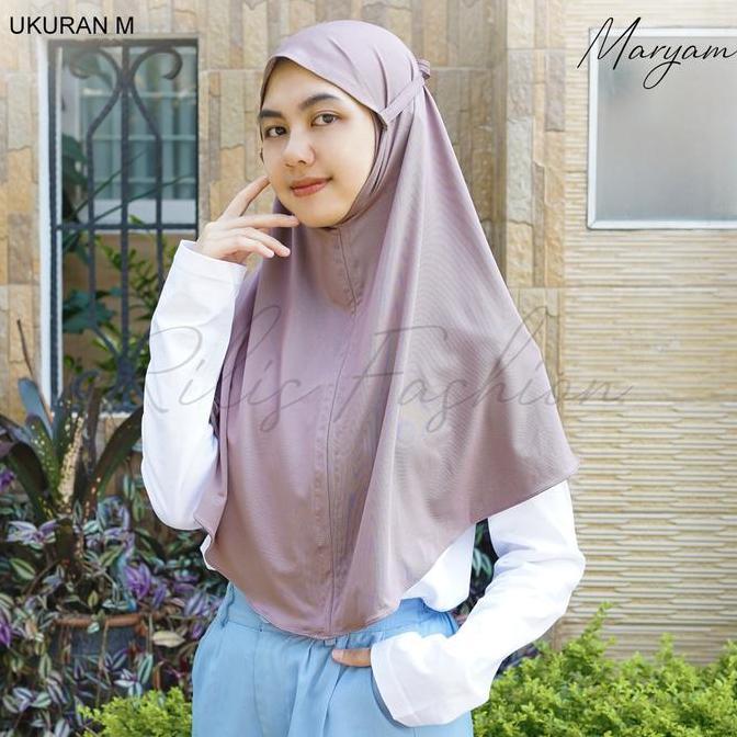 Foulard- Bergo Instan Maryam Ukuran M-Jilbab Tali Santai Bahan Jersey/Bergo Tali Non Ped/Kerudung Ma