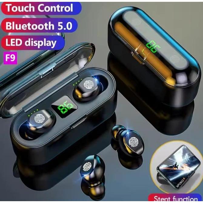 F9 TWS Bluetooth 5.0 Headset Wireless 8D Bass HiFi Earphone LED Display IPX7 Waterproof