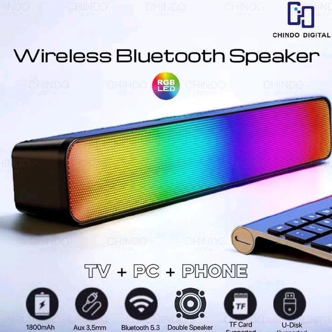 Speaker Soundbar Bluetooth FLECO F-920 RGB LED | Speaker Aktif Portable Full Bass Fleco F-920 (Bluet