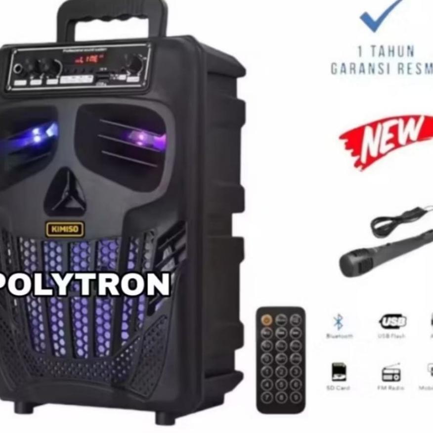 Speaker Bluetooth Kimiso/Polytron 7801 Mini Portable 6.5 Inch Free Mic
