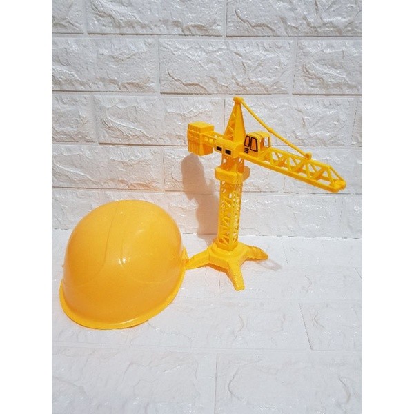 Mainan Set Helm Mobil Konstruksi Bangunan - Mainan Mobil Truk Crane Konstruksi