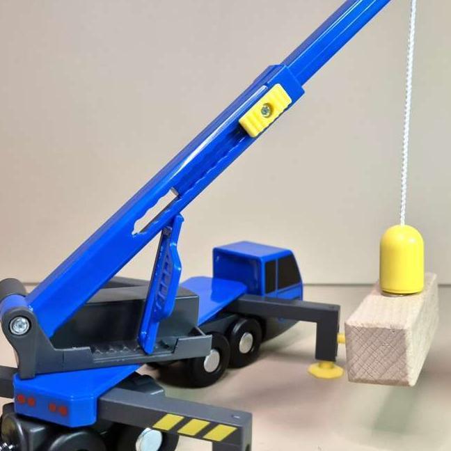 Mainan Truk Crane Magnetic Mobil Angkat Barang Kompatibel Track Kereta Rel Kayu