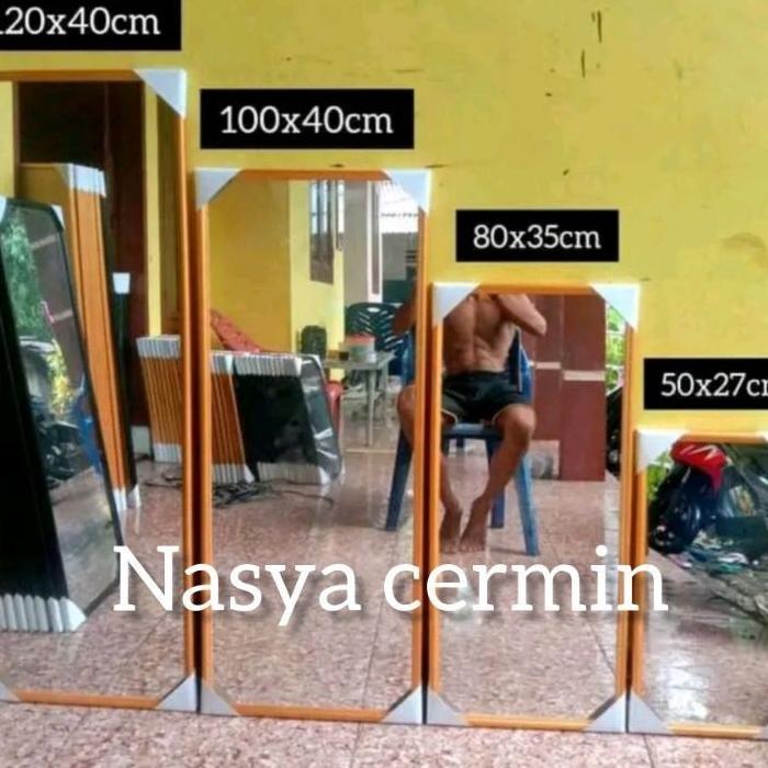 Cermin Dinding Persegi Panjang Kayu Kaca Full Body